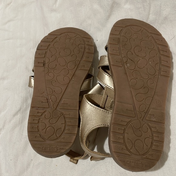 Carters 12 golden closed toe velcro ankle closure sandal in euc rubber soles - Picture 7 of 8